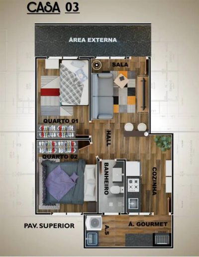 Casa, 2 quartos, 52 m² - Foto 1