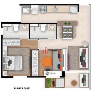 Apartamento, 2 quartos, 59 m² - Foto 1