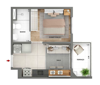 Apartamento, 2 quartos, 37 m² - Foto 1