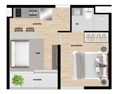 Apartamento, 1 quarto, 24 m² - Foto 1