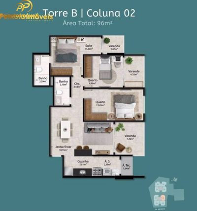 Apartamento, 3 quartos, 96 m² - Foto 2