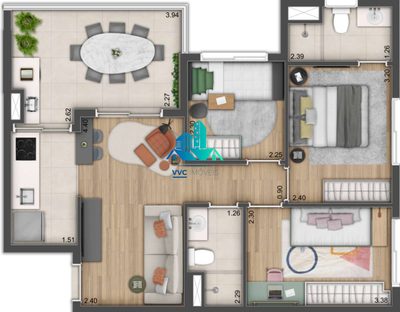 Apartamento, 3 quartos, 60 m² - Foto 2