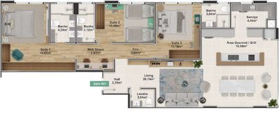 Apartamento, 3 quartos, 131 m² - Foto 2