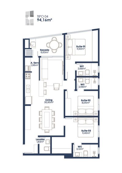 Apartamento, 3 quartos, 95 m² - Foto 3