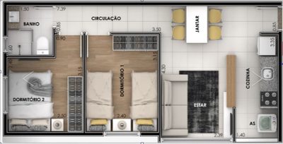 Apartamento, 2 quartos, 40 m² - Foto 4