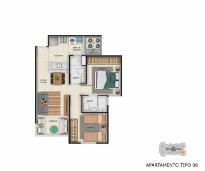 Apartamento, 2 quartos - Foto 2