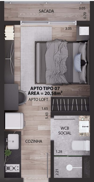 Apartamento, 1 quarto, 34 m² - Foto 3