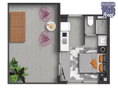 Apartamento, 1 quarto, 37 m² - Foto 2