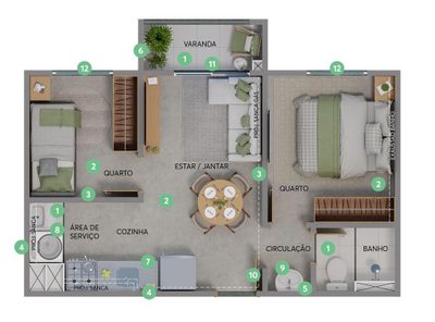 Apartamento, 2 quartos, 34 m² - Foto 1