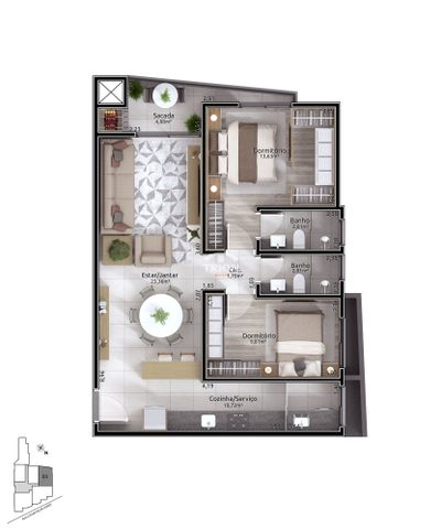 Apartamento, 2 quartos, 80 m² - Foto 2