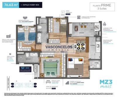 Apartamento, 3 quartos, 76 m² - Foto 1