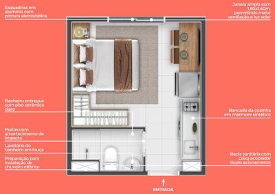Kitnet-Studio, 17 m² - Foto 3