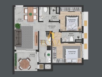 Apartamento, 2 quartos, 66 m² - Foto 2