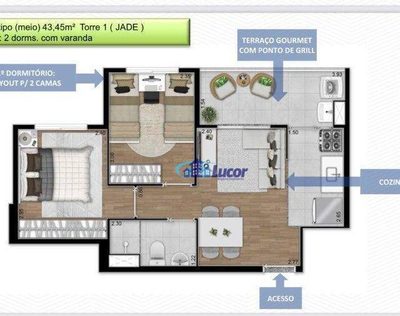 Apartamento, 2 quartos, 44 m² - Foto 2