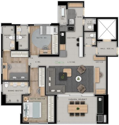 Apartamento, 3 quartos, 127 m² - Foto 2
