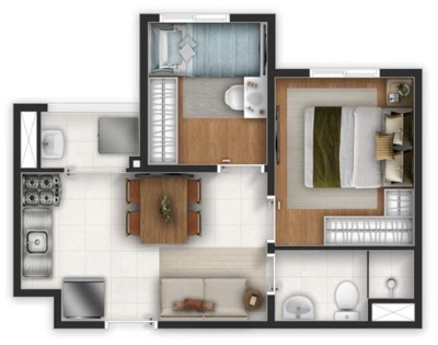 Apartamento, 2 quartos, 43 m² - Foto 3