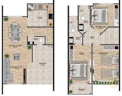 Sobrado, 3 quartos, 107 m² - Foto 2