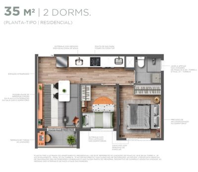 Apartamento, 2 quartos, 35 m² - Foto 2