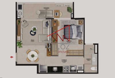 Apartamento, 1 quarto, 50 m² - Foto 3