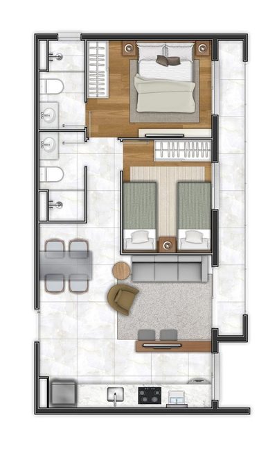Apartamento, 2 quartos, 44 m² - Foto 3
