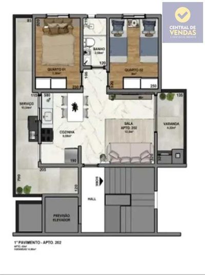 Apartamento, 2 quartos, 54 m² - Foto 1
