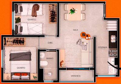 Apartamento, 2 quartos, 45 m² - Foto 4