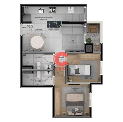 Apartamento, 2 quartos, 52 m² - Foto 3