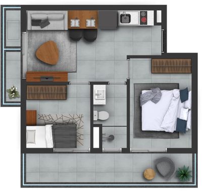 Apartamento, 1 quarto, 55 m² - Foto 1