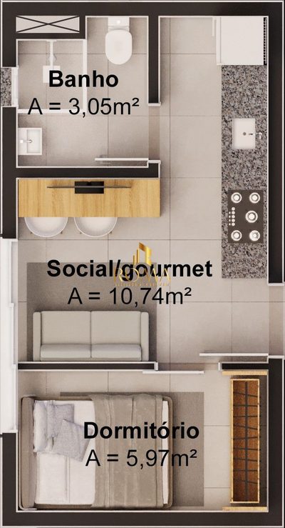 Apartamento, 1 quarto, 26 m² - Foto 2