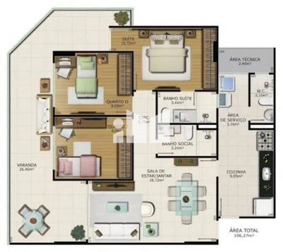 Apartamento, 3 quartos, 112 m² - Foto 2