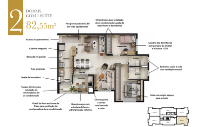 Apartamento, 2 quartos, 82 m² - Foto 3