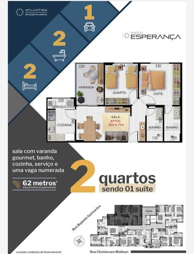 Apartamento, 2 quartos, 62 m² - Foto 1