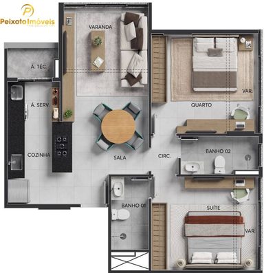 Apartamento, 2 quartos, 74 m² - Foto 3