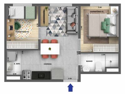 Apartamento, 1 quarto, 34 m² - Foto 3