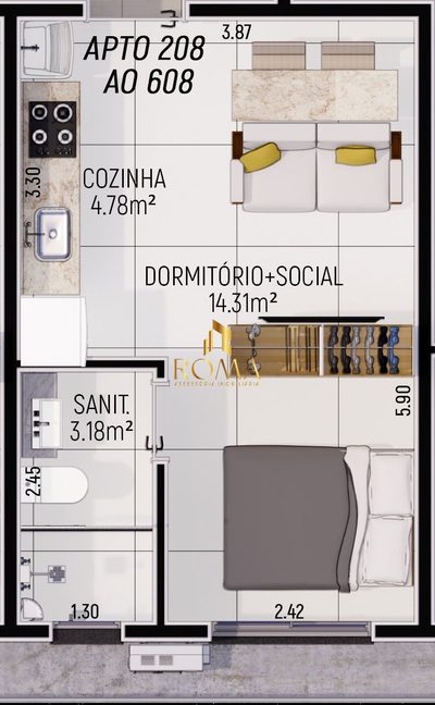 Apartamento, 1 quarto, 28 m² - Foto 2
