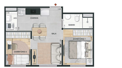 Apartamento, 2 quartos, 37 m² - Foto 3