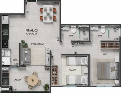 Apartamento, 2 quartos, 67 m² - Foto 4