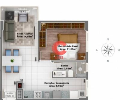 Apartamento, 1 quarto, 48 m² - Foto 3