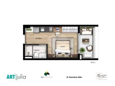 Apartamento, 1 quarto, 28 m² - Foto 2