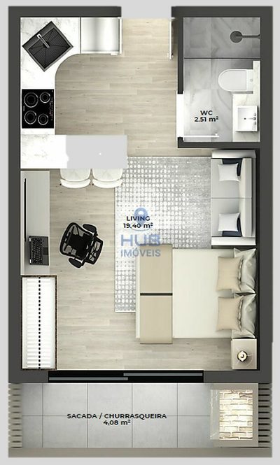Apartamento, 1 quarto, 41 m² - Foto 1