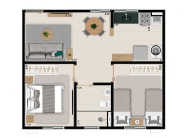 Apartamento, 2 quartos, 44 m² - Foto 5