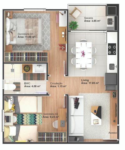 Apartamento, 2 quartos, 50 m² - Foto 2
