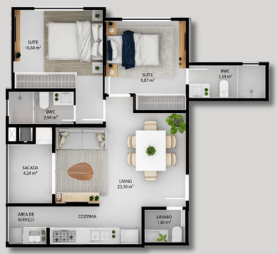 Apartamento, 2 quartos, 61 m² - Foto 4
