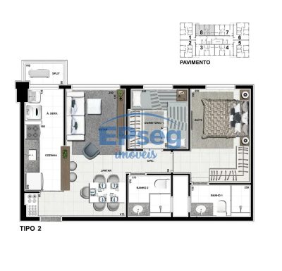 Apartamento, 2 quartos, 57 m² - Foto 2