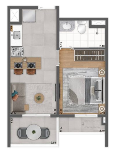 Apartamento, 1 quarto, 34 m² - Foto 4