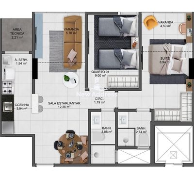 Apartamento, 2 quartos, 63 m² - Foto 3