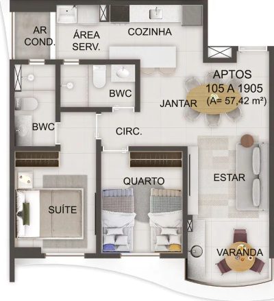 Apartamento, 2 quartos, 55 m² - Foto 4