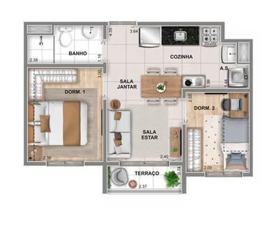 Casa, 1 quarto, 38 m² - Foto 3