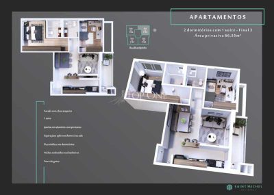 Apartamento, 2 quartos, 66 m² - Foto 2