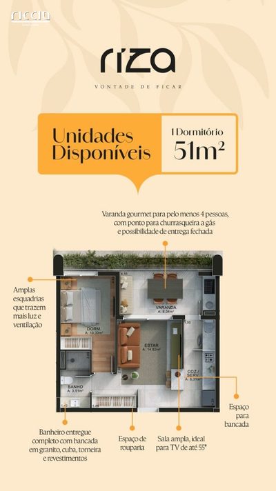 Apartamento, 1 quarto, 51 m² - Foto 1